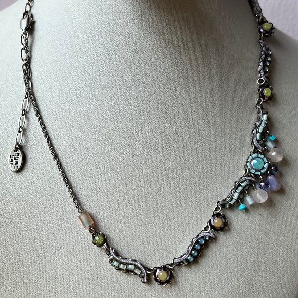 AYALA BAR ADJUSTABLE NECKLACE W/LONG EXTENDER BLUE LILAC PURPLE GREEN RHINESTONE - Picture 12 of 16